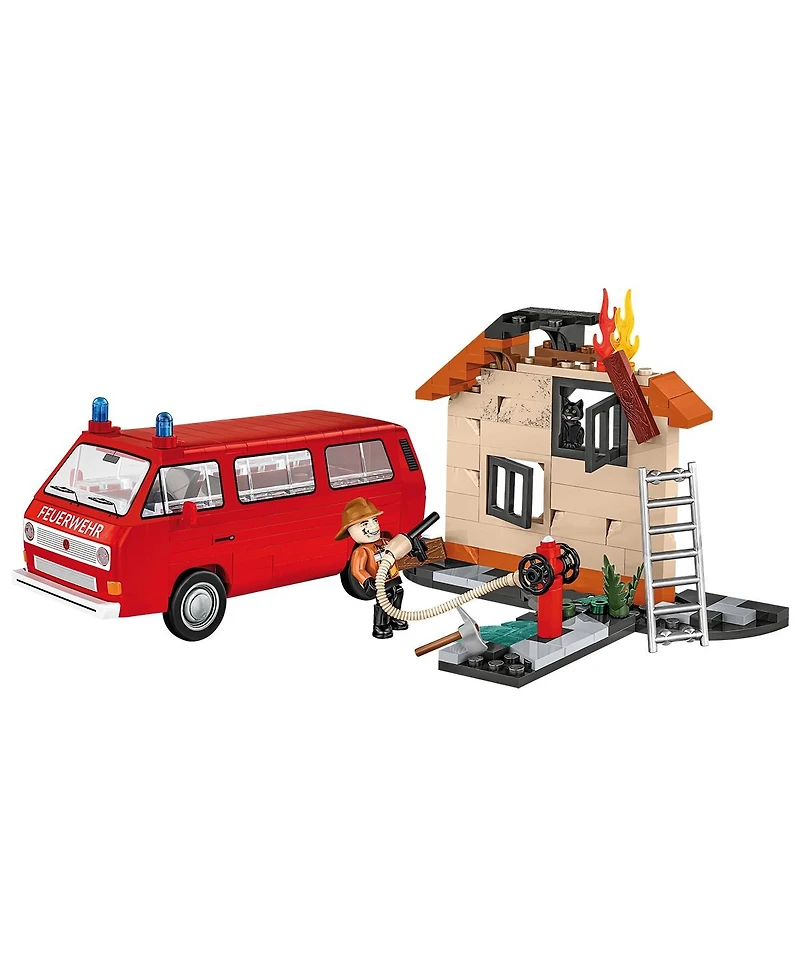 Cobi Volkswagen T3 Feuerwehr Action Town 1:35 Scale 238-Piece Building Set, Ages 7+