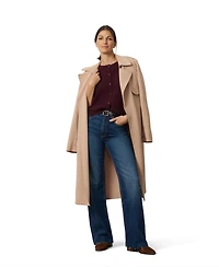 Cable & Gauge Women's Lightweight Button-Front Crewneck Cardigan