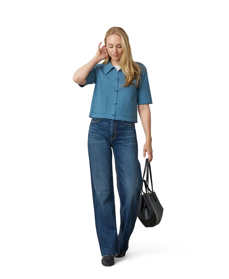 Cable & Gauge Women's Milano Knit Button-Front Cardigan