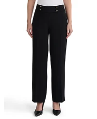 Kasper Women's Extended-Tab Fly-Front Wide-Leg Pants