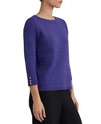 Kasper Women's Textured Boat-Neck 3/4-Sleeve Sweater