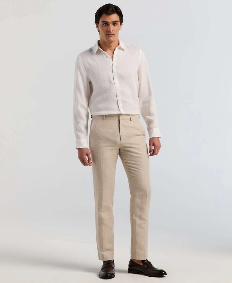 Perry Ellis Men's Classic-Fit Linen Blend Herringbone Pants