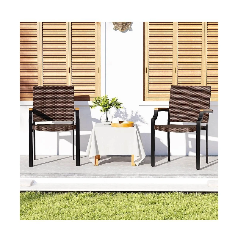 Cushry Patio Wicker Dining Chairs Set of 2