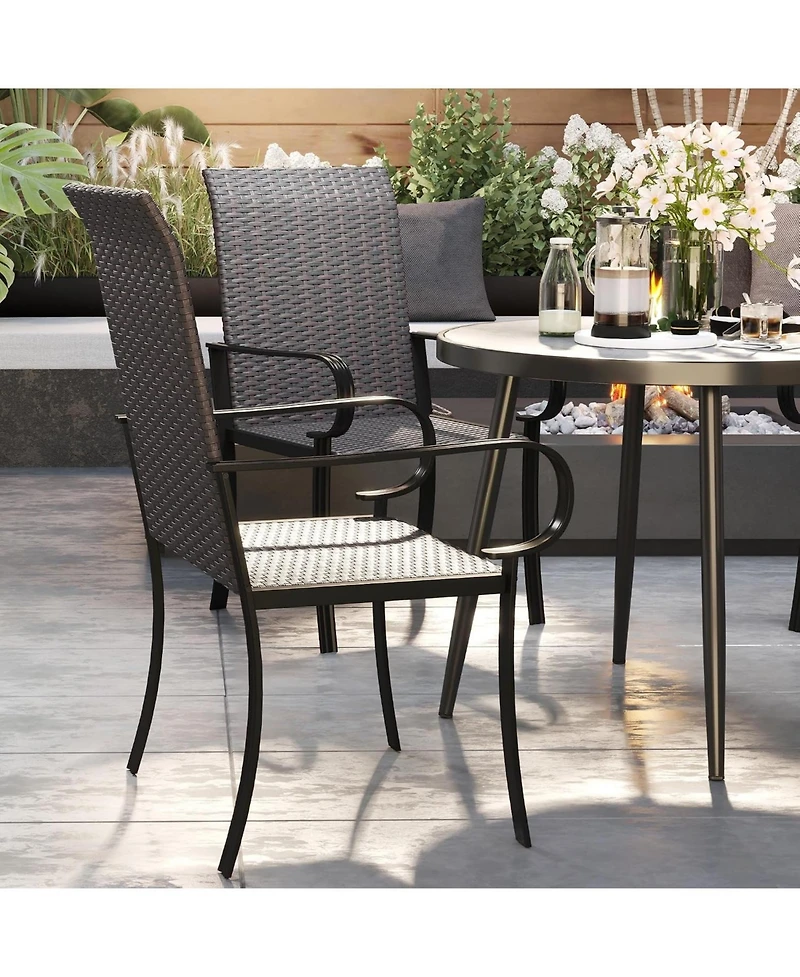 Cushry Set of 2 Outdoor Wicker Dining Chairs