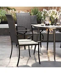 Cushry Set of 2 Outdoor Wicker Dining Chairs
