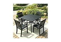 Cushry Square Outdoor Dining Table for 4, Metal Patio Dining Table with Umbrella Hole for Garden, Backyard and Deck