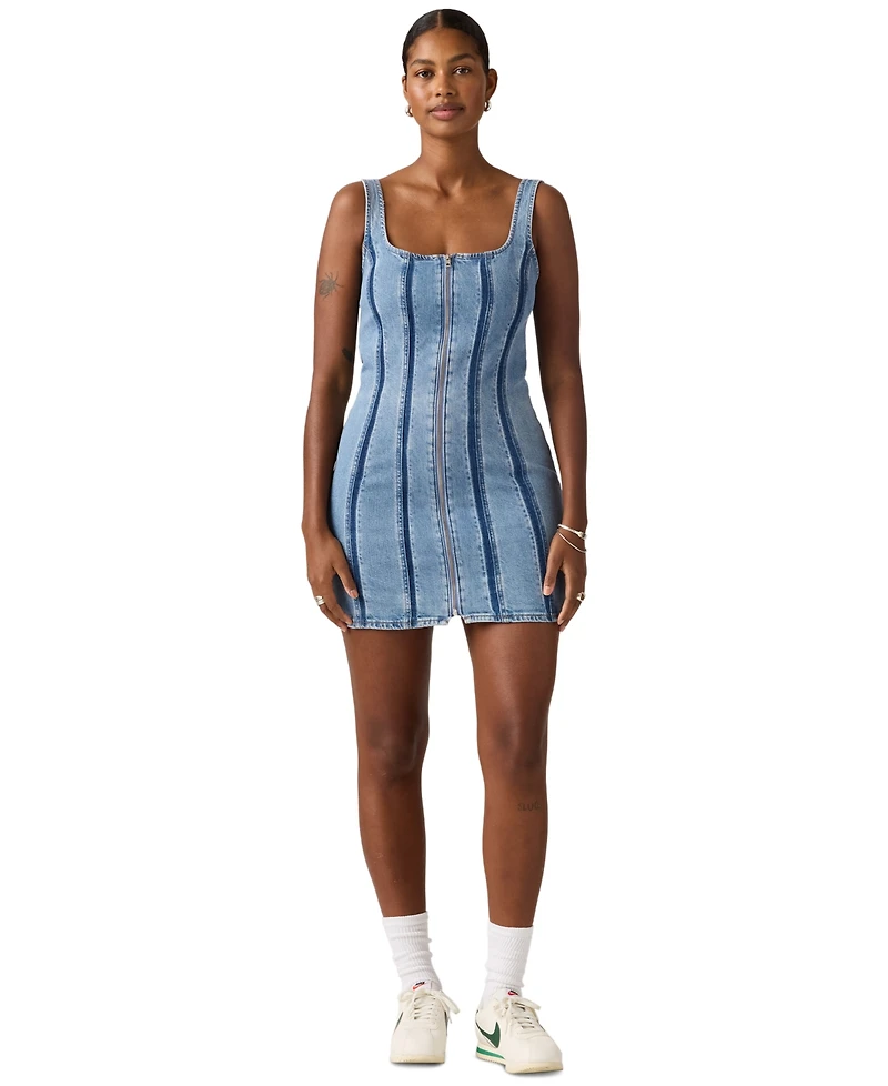 Levi's Women's Seamed Figure Hugging Slim Fit Square Neck Cotton Dress