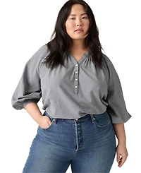 Levi's Plus V-Neck Chambray Relaxed-Fit Reverie Cotton Top