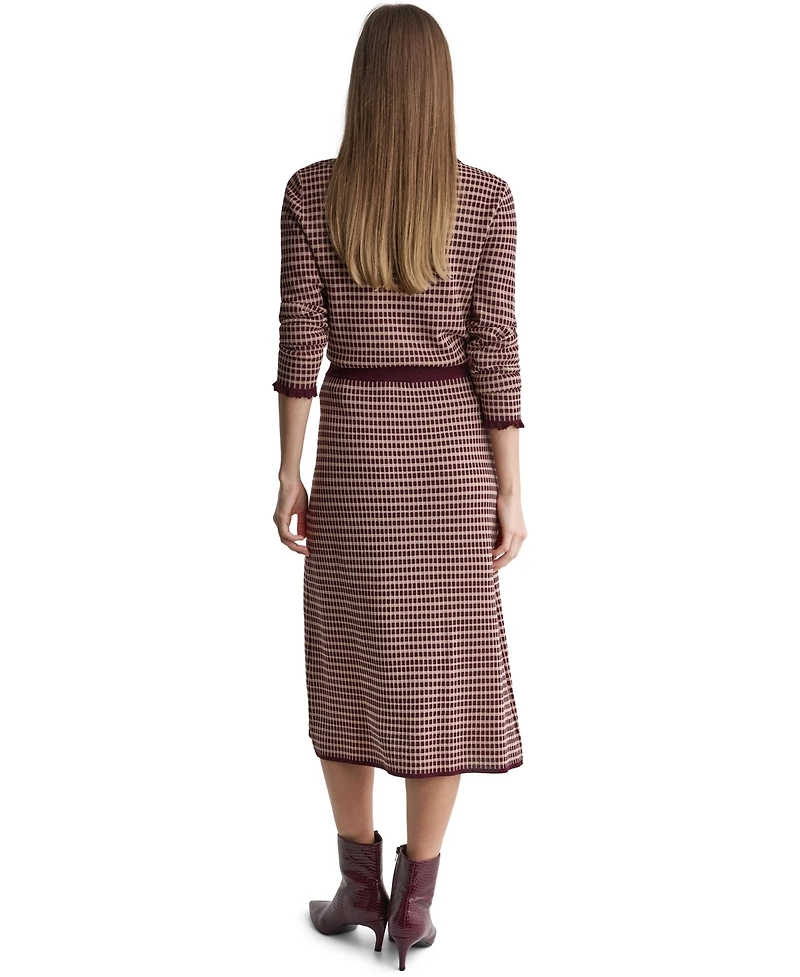 Bcbg Women's High-Waisted Plaid Knit Midi Skirt