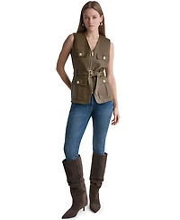 Bcbg Women's Faux Leather Belted Sleeveless Vest