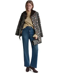 Bcbg Women's Long-Sleeve Floral Faux-Fur Coat