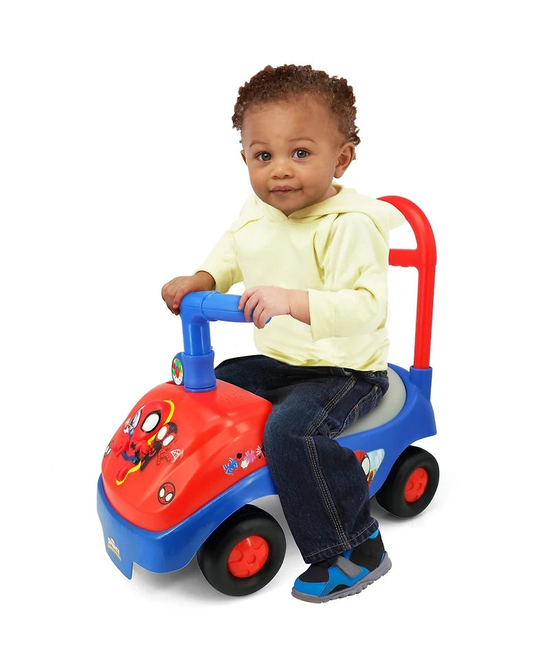 Kiddieland Spidey Foldable-Handle Interactive-Dashboard Ride-On, Ages 1+