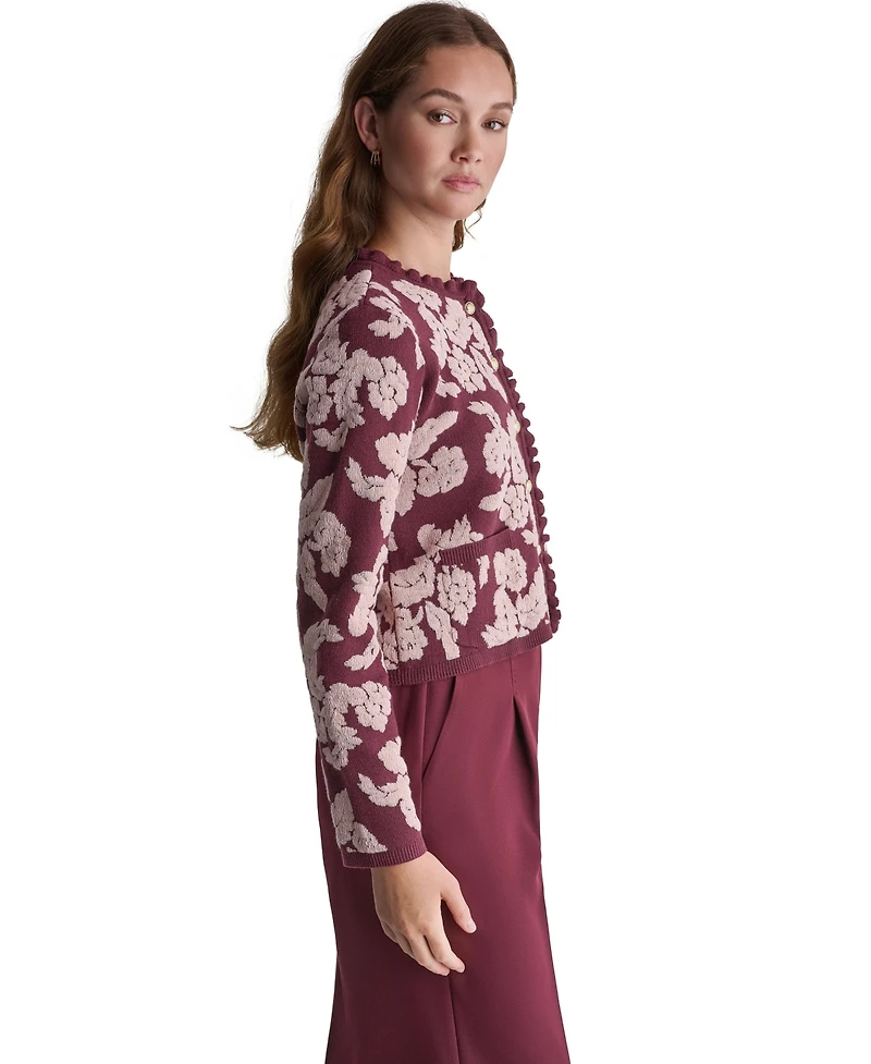 Bcbg Women's Floral Crew-Neck Cardigan