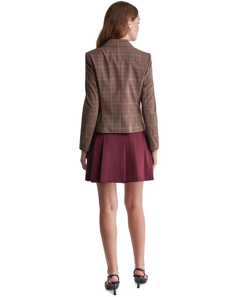 Bcbg Women's Plaid Shoulder-Padded Stretch Blazer