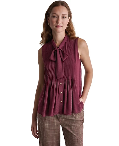 Bcbg Women's Sleeveless Tie-Neck Pleated Blouse