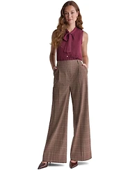 Bcbg Women's Wide-Leg Pleated Plaid Pants