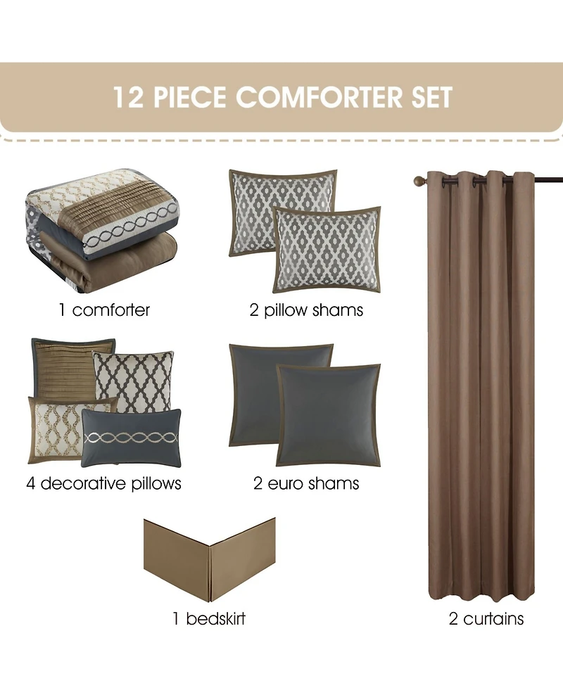 Stratford Park Caval Geometric Patchwork 12-Pc. Comforter Set, California King