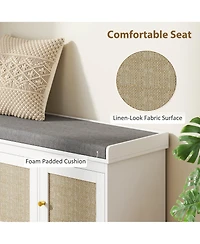 Slickblue Shoe Organizer Cabinet with Rattan Doors and Adjustable Shelves
