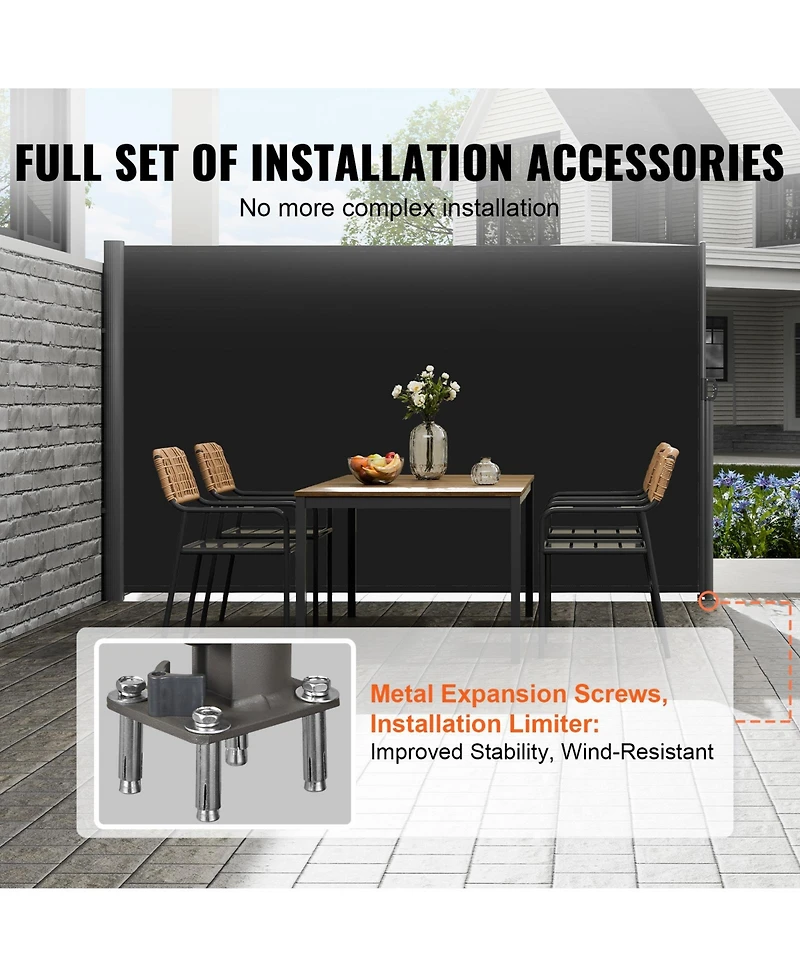 Vevor Retractable Side Awning 71''x 118'' Patio Screen Fence Divider Fencing