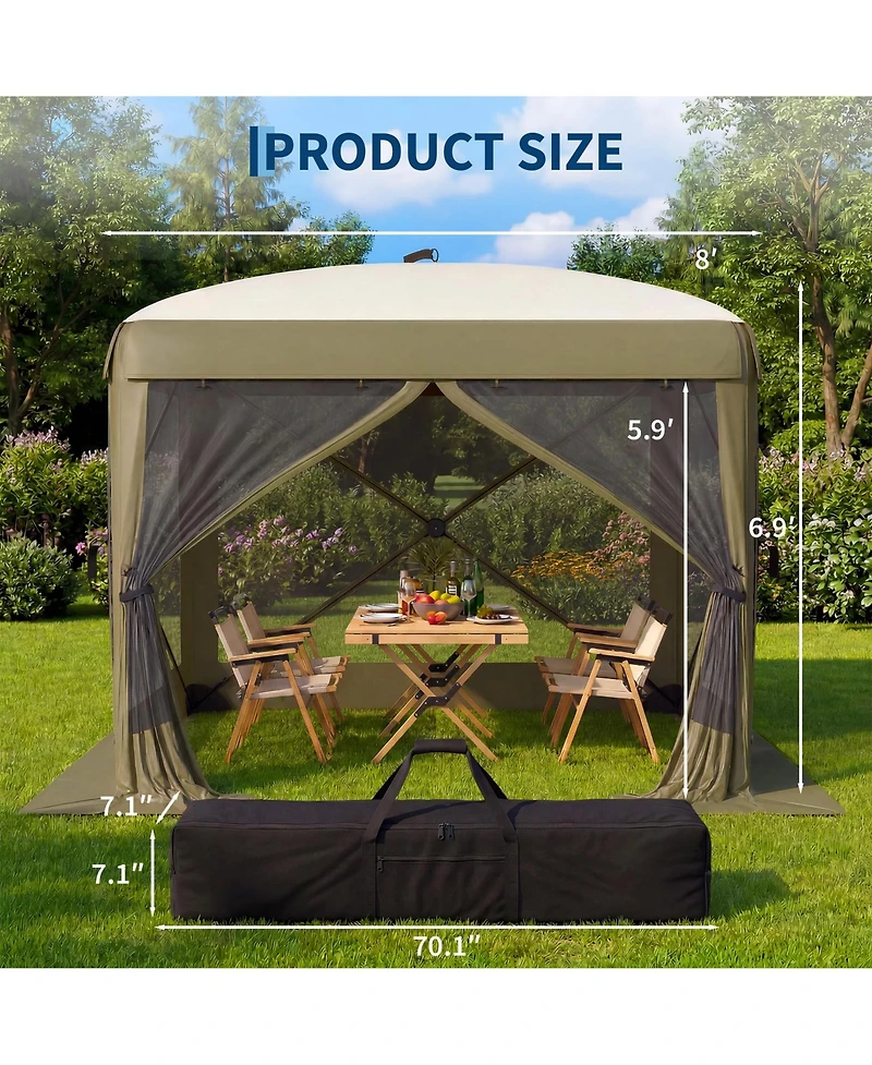 Maxsa 8' x 8' Pop-Up Gazebo Canopy, 300D Oxford Fabric with B3 Mesh, Steel Frame, Removable Wind Panels, Carry Bag