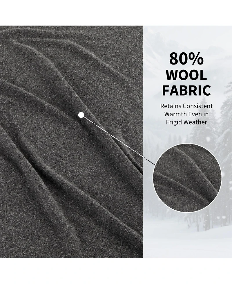 Maxsa Wool Camping Blanket, 80% Wool 20% Polyester Outdoor Throw, Warm Portable Blanket with Stitched Edges, Solid Gray, 59" x 86.6