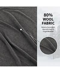 Maxsa Wool Camping Blanket, 80% Wool 20% Polyester Outdoor Throw, Warm Portable Blanket with Stitched Edges, Solid Gray, 59" x 86.6