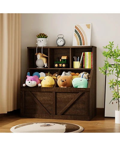homfan Kids Toy Storage Organizer, Bookshelf and Storage, Toddlers Organizer for Rooms Playroom Bedroom Nursery Daycare