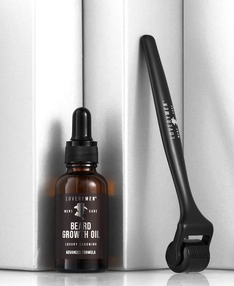 Lovery 2-Piece Derma Roller and Beard Growth Oil Gift Set - Men's Beard Grooming