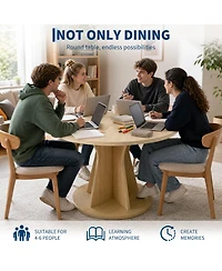 Gaomon 47.2 Inch Round Dining Table For 4 Persons, Kitchen Table, 1.18 Thick Tabletop, Modern Styling