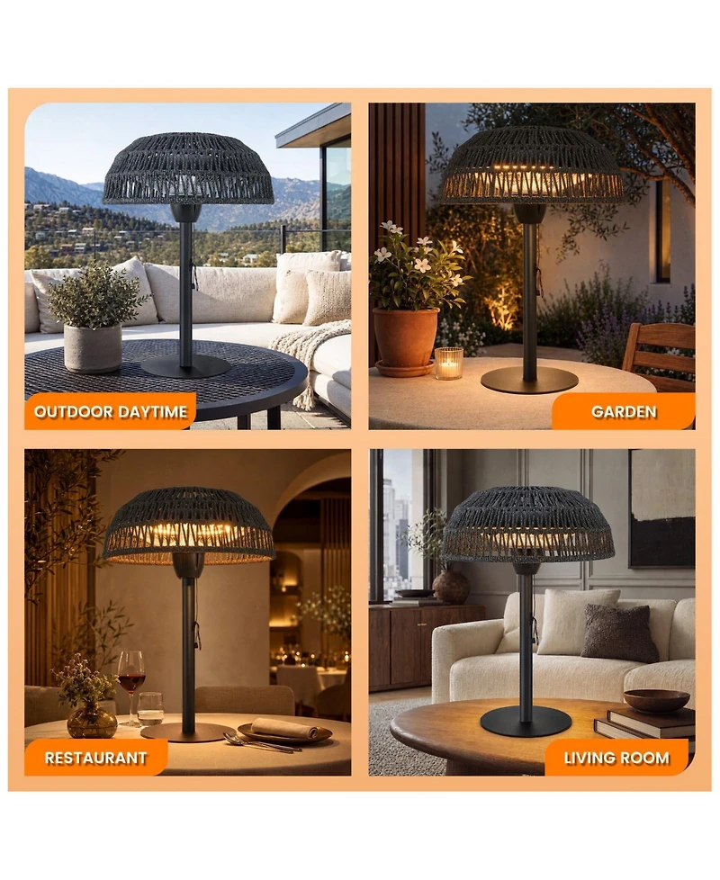 Ltmate Global Inc. 1500W Tabletop Patio Heater with Woven Rattan Shade