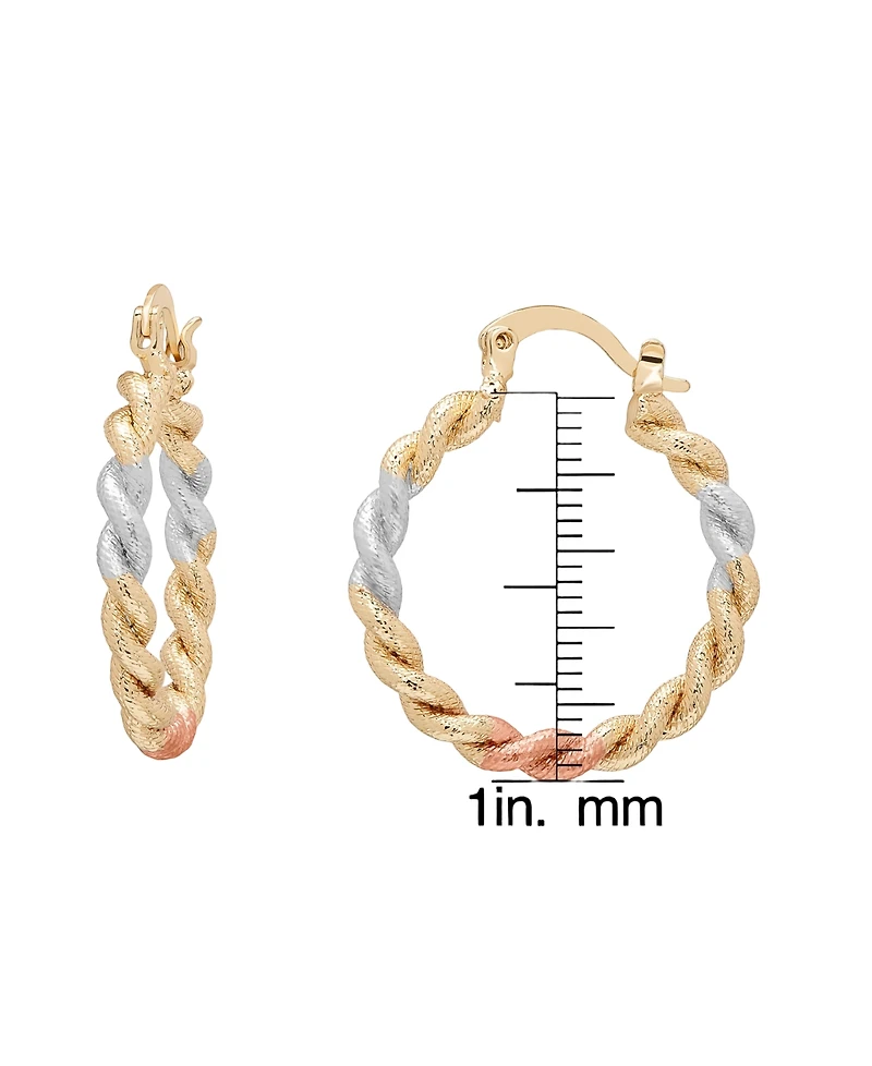 Macy's Tri-Color Twist Hoop Earrings