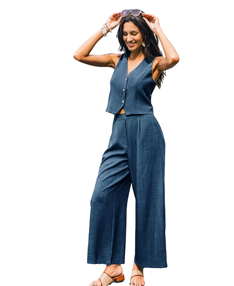 Cupshe Women's Elegant Cropped Vest Trousers Set
