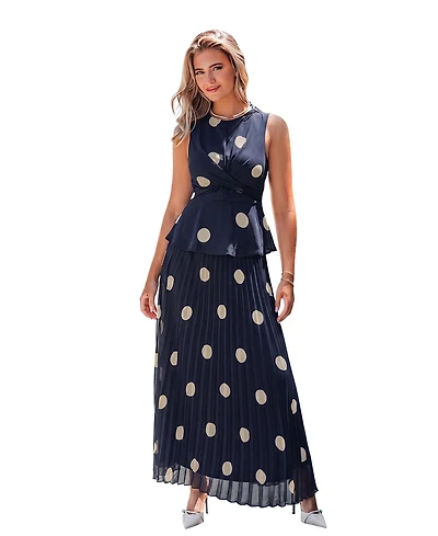 Cupshe Women's Polka Dot Pleated Maxi Skirt Set