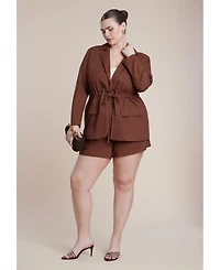 Eloquii Women's Drawstring Waist Linen Blazer