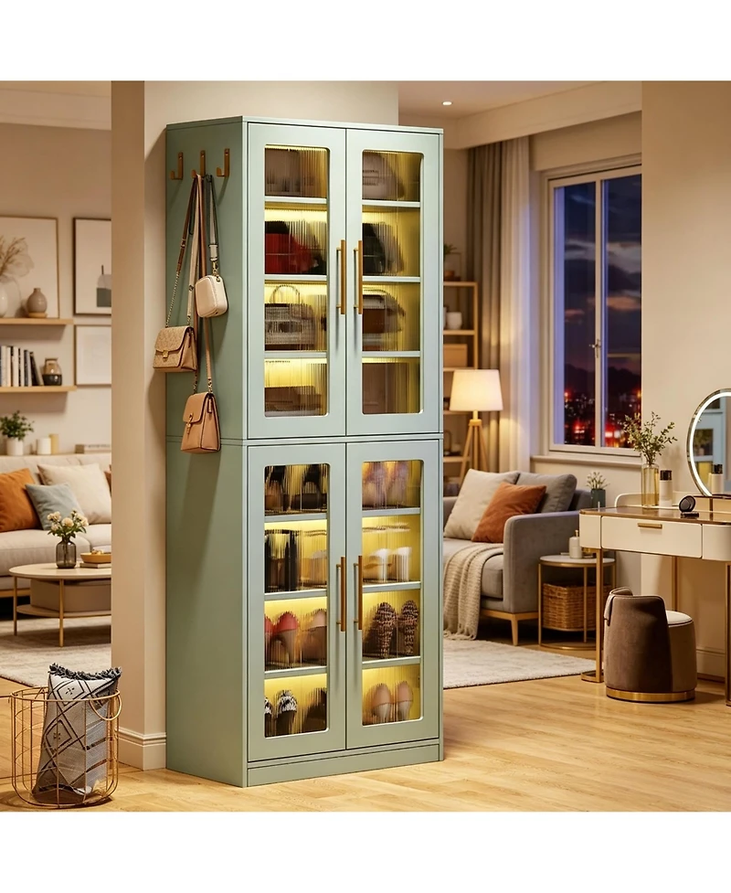 Slickblue 4 Door Shoe Storage Cabinet for Entryway Hallway Organization