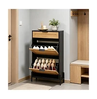Slickblue Entryway Shoe Cabinet with 2 Flip-Top Drawers and Compact Storage