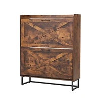 Slickblue 2 Drawer Shoe Storage Cabinet with Two Storage Layers per Drawer