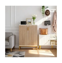 Slickblue 2 Door Shoe Storage Cabinet with Sturdy Mdf and Metal Frame
