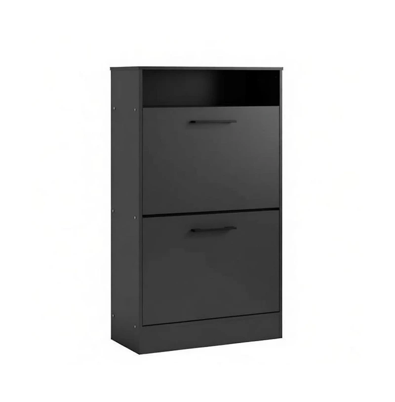 Slickblue 2 Large Flip-Down Drawer Shoe Cabinet with Open Top Storage Shelf