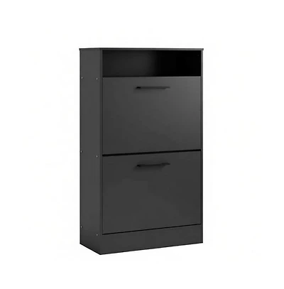Slickblue 2 Large Flip-Down Drawer Shoe Cabinet with Open Top Storage Shelf