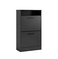 Slickblue 2 Large Flip-Down Drawer Shoe Cabinet with Open Top Storage Shelf