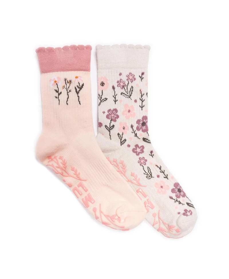Muk Luks Women's Studio Socks 2 Pair Pack Crew Cotton Socks