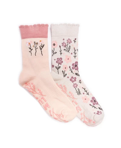 Muk Luks Women's Studio Socks 2 Pair Pack Crew Cotton Socks