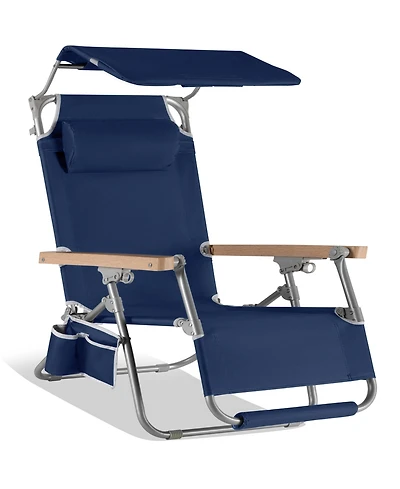 Best Choice Products Zero Gravity Beach Chair with Canopy, Folding Reclining Camp Chair, Carry Straps
