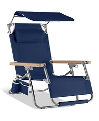 Best Choice Products Zero Gravity Beach Chair with Canopy, Folding Reclining Camp Chair, Carry Straps