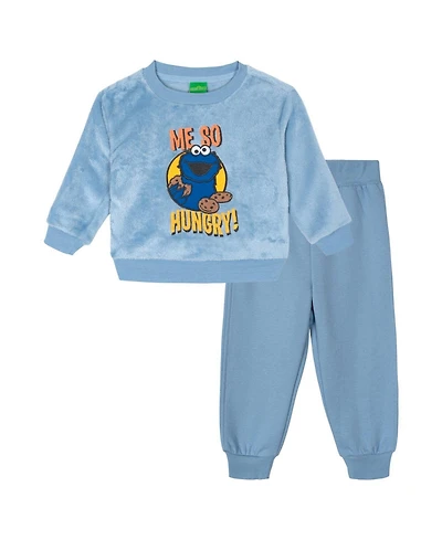 Sesame Street Toddler Boys Cookie Monster 2-Piece Fleece Sweatshirt and Joggers Set