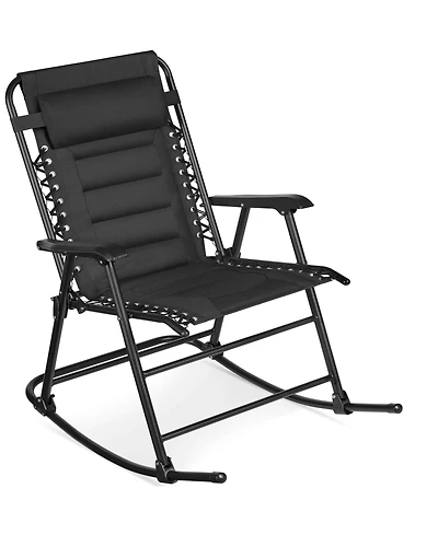 Best Choice Products Padded Folding Zero Gravity Rocking Chair with Headrest, Outdoor Camp