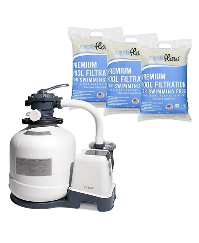 Intex Krystal Clear 3000GPH Sand Filter Pump and OptiFlow Premium Pool Filter Sand