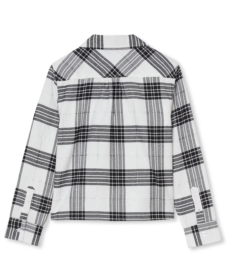 Lands' End Girls Long Sleeve Cropped Flannel Shirt