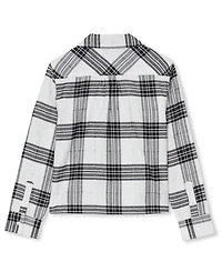 Lands' End Girls Long Sleeve Cropped Flannel Shirt